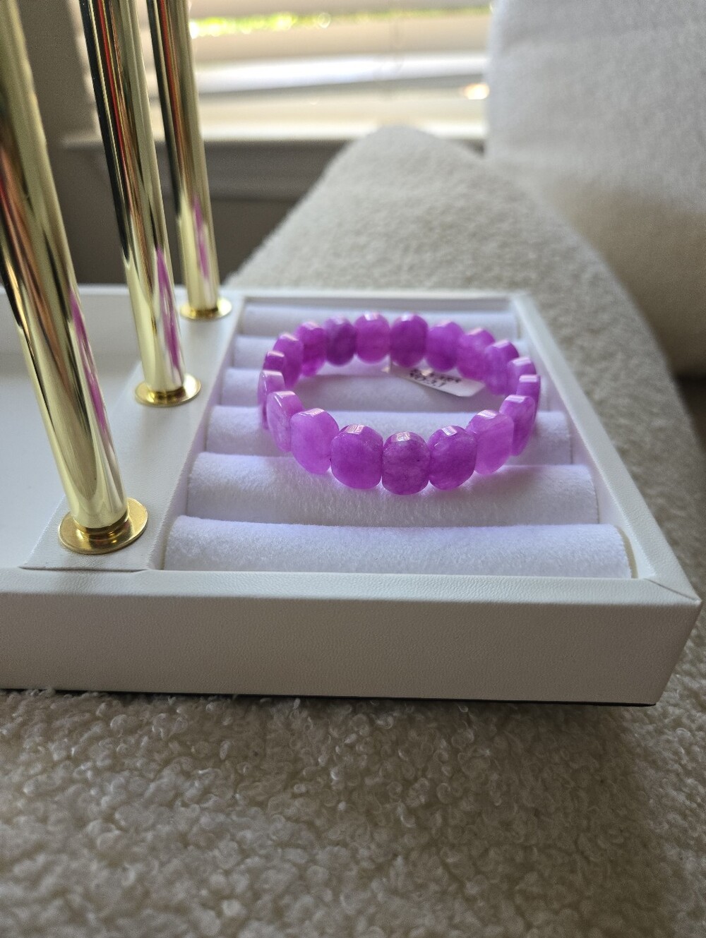 Faceted Pink Beaded Stretch Bracelet - Picture 3 of 5